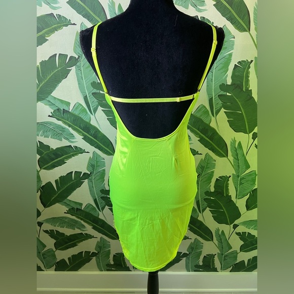 Tic Toc Womens Neon Yellow Lace Mini Bustier Lingerie Dress Medium - Picture 6 of 8